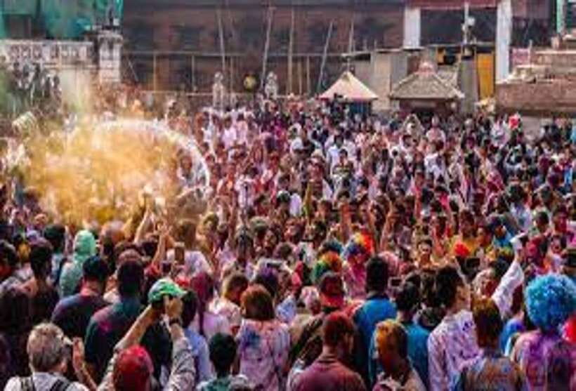 Kathmandu Durbar Square | Holi Festival Celebration 2 March - Walking from Paknajol to the old royal square