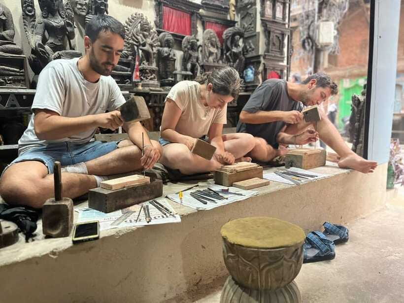 Kathmandu: Wood Carving Workshop with Local Artisan (Thamel) - Outlining your design on a wooden block