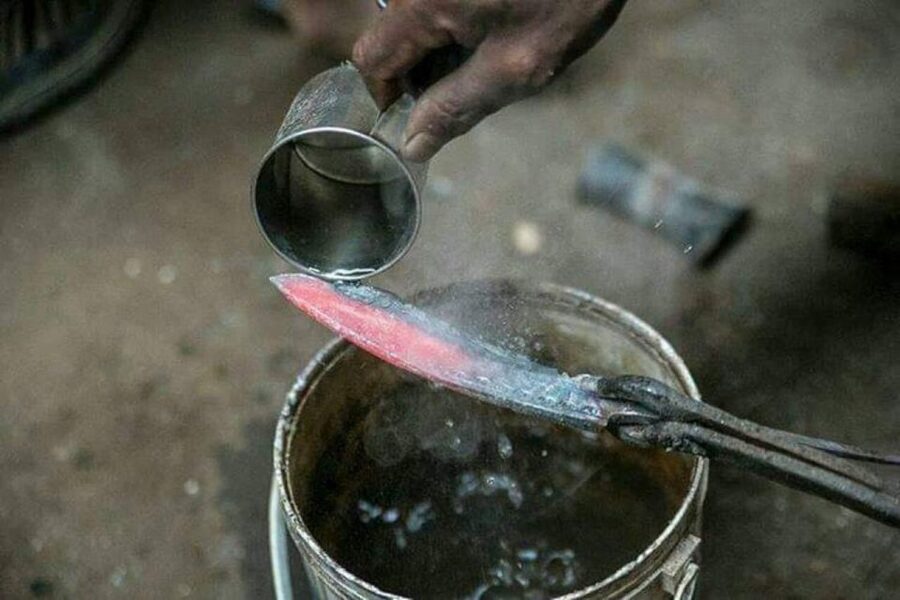Knife Khukuri Making Workshop - Hammering the iron yourself