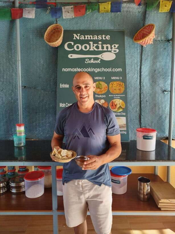 Traditional Momo Making Class - Arriving at the Women Led Namaste Cooking School in Thamel